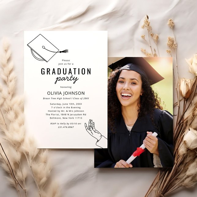 Invitación Fiesta de Graduación de Foto Femenina Simple (Subido por el creador)