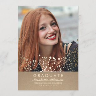 Invitación Fiesta de graduación de foto floral de oro - Invit