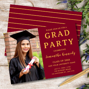 Invitación Fiesta de Graduación de Foto Moderna en Marrón y D