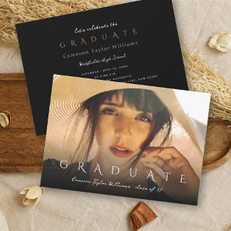 Invitación Fiesta de Graduación de Foto Moderna Graduada de L