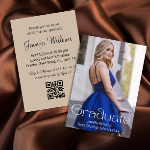 Invitación fiesta de graduación de foto simple código qr rsvp