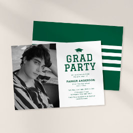 Invitación Fiesta de graduación de foto universitaria verde