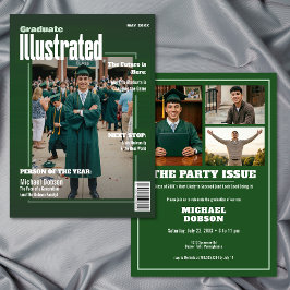 Invitación Fiesta de Graduación de Foto Verde de Revista Cuat