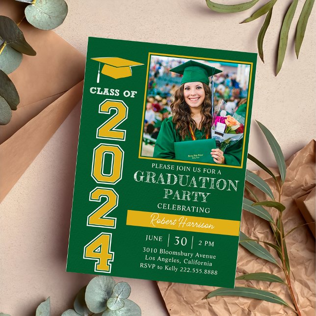 Invitación Fiesta de Graduación de Foto Verde Moderna 2024 (Subido por el creador)