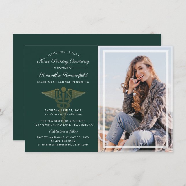 Invitación Fiesta de graduación de fotografía de escuela de e (Anverso / Reverso)