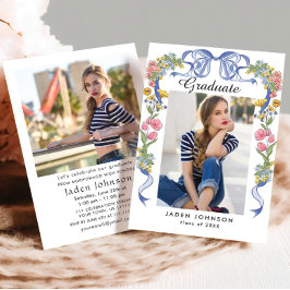 Invitación Fiesta de graduación de fotografía de moda Blue Bo