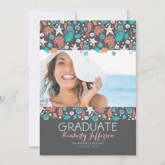 Invitación Fiesta de Graduación de Fotografía de Ocean Treasu (Anverso)