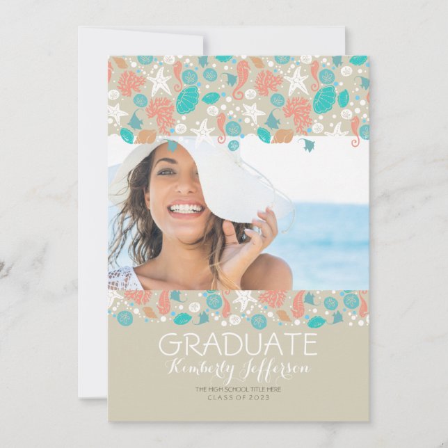 Invitación Fiesta de Graduación de Fotografía de Ocean Treasu (Anverso)