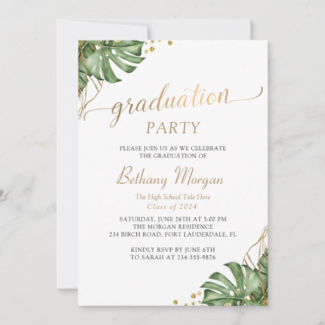 Invitación Fiesta de Graduación de Fotografía del Arco de Oro (Anverso)