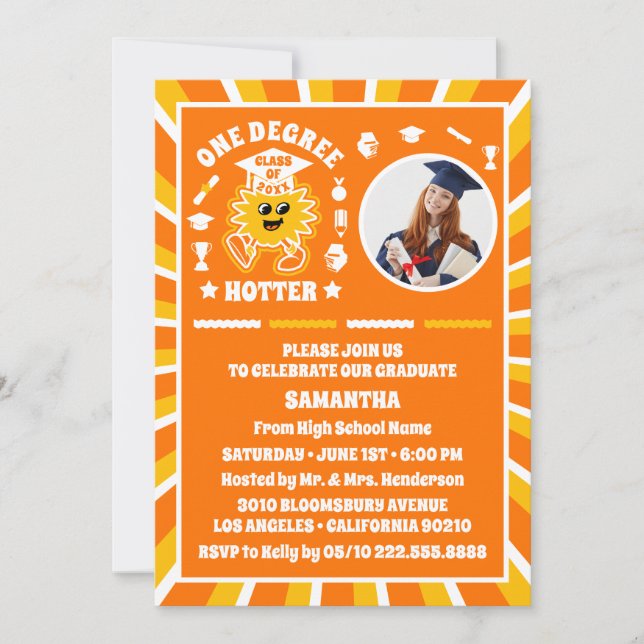 Invitación Fiesta de graduación de fotografía retro de un gra (Anverso)