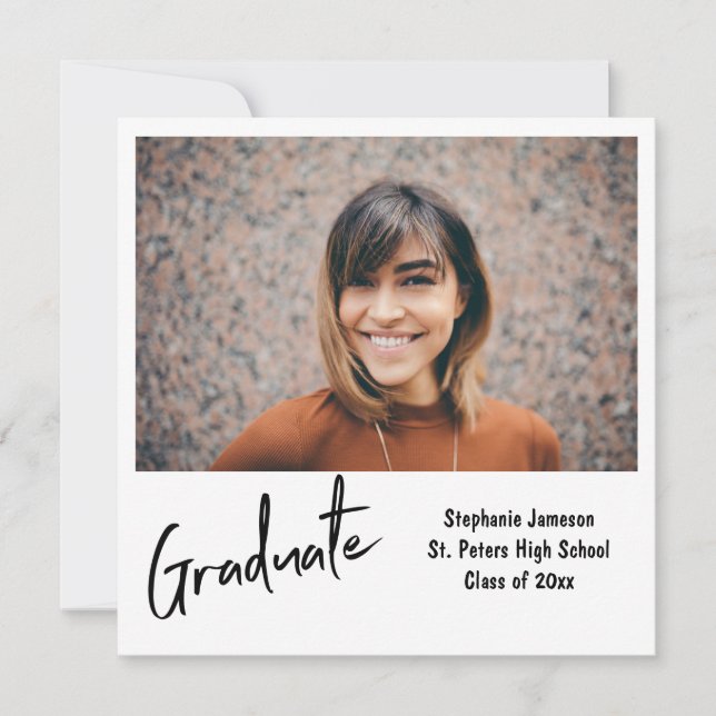 Invitación Fiesta de graduación de fotografía y tipografía in (Anverso)