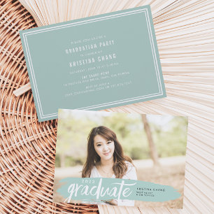Invitación Fiesta de Graduación de Fotografías de Rayas Pinta