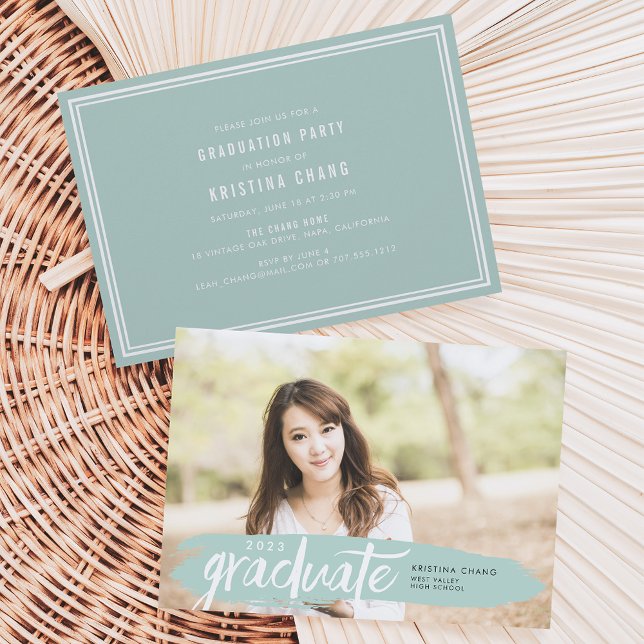 Invitación Fiesta de Graduación de Fotografías de Rayas Pinta (Subido por el creador)