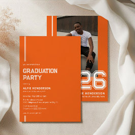 Invitación Fiesta de Graduación de Fotos Atléticas Naranja
