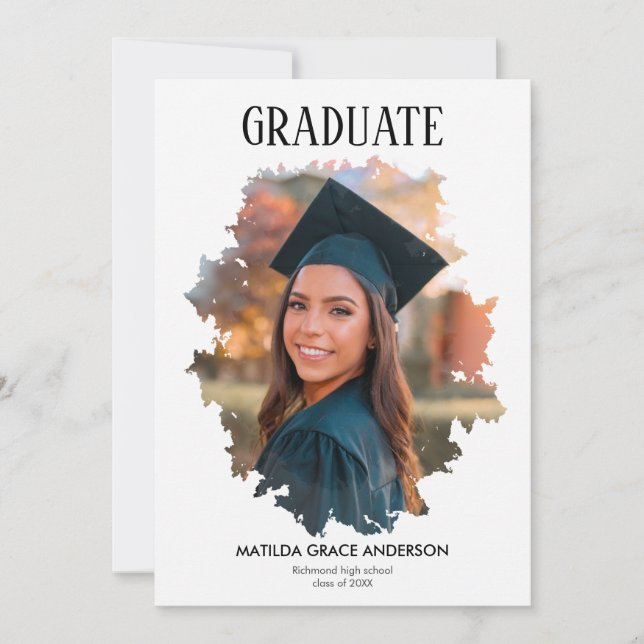 Invitación Fiesta de graduación de fotos con estilo geométric (Anverso)