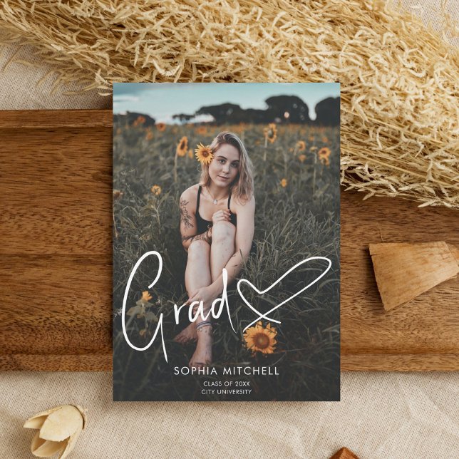 Invitación Fiesta de graduación de fotos de corazón de guión  (Subido por el creador)