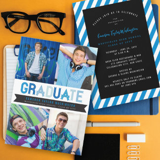 Invitación Fiesta de Graduación de Fotos de Graduados con Lis