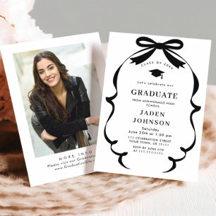 Invitación Fiesta de graduación de fotos de la cinta negra de