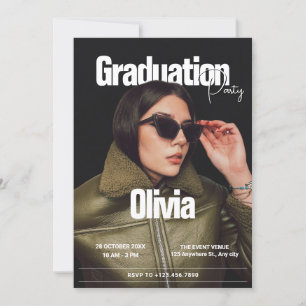 Invitación Fiesta de graduación de fotos de la revista de mod