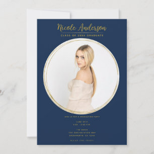 Invitación Fiesta de graduación de fotos de la ronda moderna