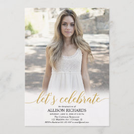 Invitación Fiesta de graduación de fotos de oro blanco, celeb