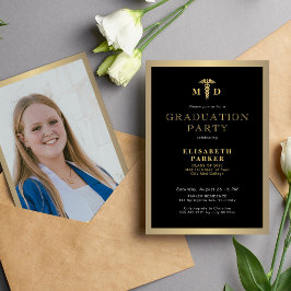 Invitación Fiesta de graduación de fotos MD elegante y dorada