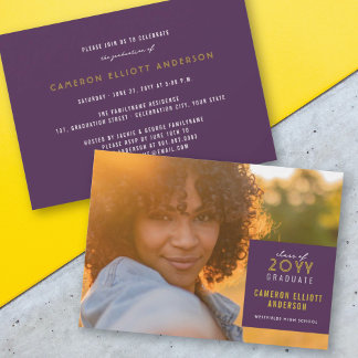 Invitación Fiesta de Graduación de Fotos Minimalista Cuadrado