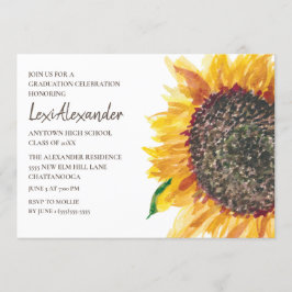 Invitación Fiesta de Graduación de Girasoles Acuarela Amarill