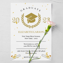 Invitación Fiesta de Graduación de Golden Werth Elegante Adul