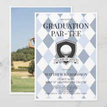 Fiesta de graduación de golf con foto azul negro m