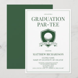 Invitación Fiesta de graduación de golf simple verde y blanco