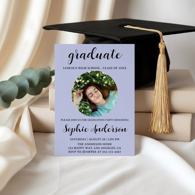 Invitación Fiesta de Graduación de Guión Sofisticado con Foto (Subido por el creador)