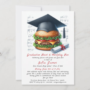 Invitación Fiesta de graduación de hamburguesas – Una Celebra