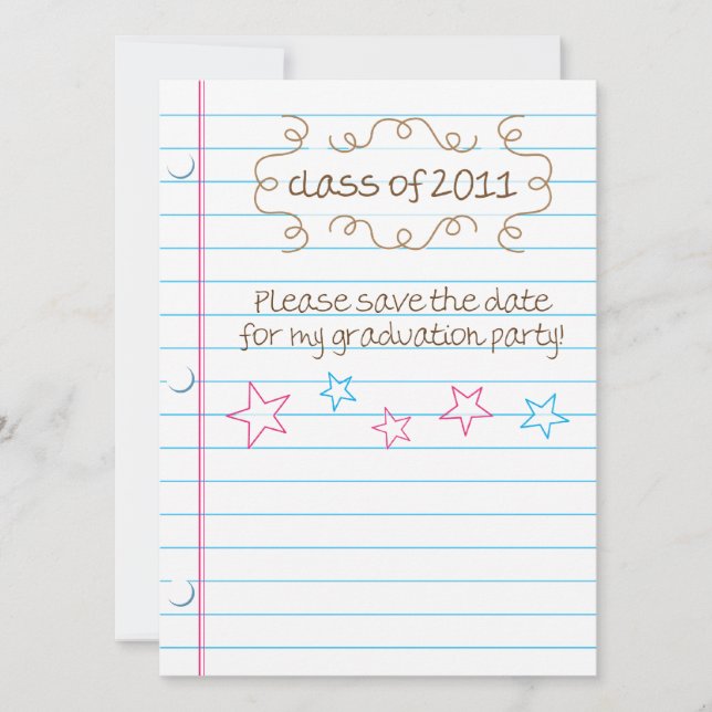 Invitación Fiesta de graduación de hoja suelta esbozada para  (Anverso)