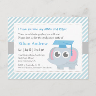 Invitación Fiesta de Graduación de Kinder Little Elephant Kid