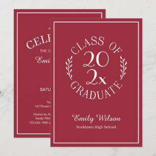 Invitación Fiesta de Graduación de la Clase de 2026 de Rojo B