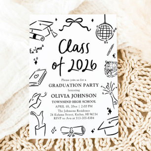 Invitación Fiesta de Graduación de la Clase de 2026 Dibujada 