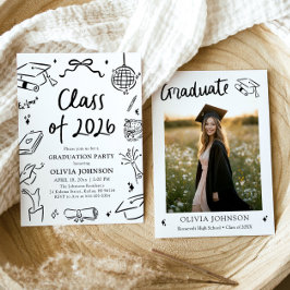 Invitación Fiesta de Graduación de la Clase de 2026 Dibujada 