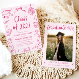Invitación Fiesta de Graduación de la Clase de 2027 Dibujada 
