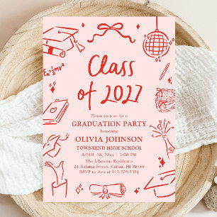 Invitación Fiesta de Graduación de la Clase de 2027 Dibujada