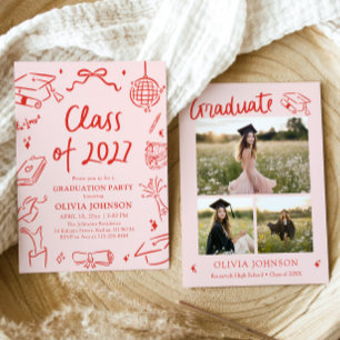 Invitación Fiesta de Graduación de la Clase de 2027 Dibujada