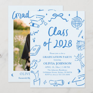 Invitación Fiesta de Graduación de la Clase de 2028 con Dibuj