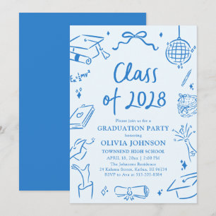 Invitación Fiesta de Graduación de la Clase de 2028 Dibujada