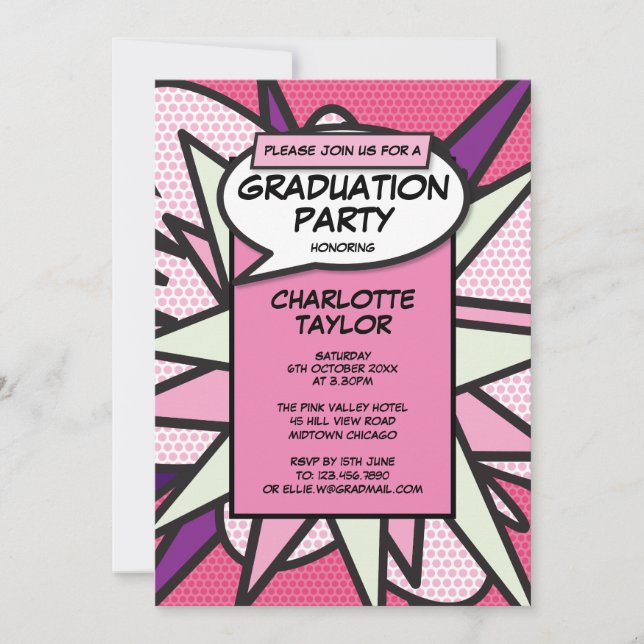 Invitación Fiesta de Graduación de la divertida clase de 2022 (Anverso)