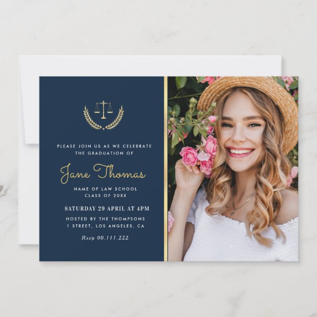 Invitación Fiesta de graduación de la Escuela de Derecho Nava (Anverso)