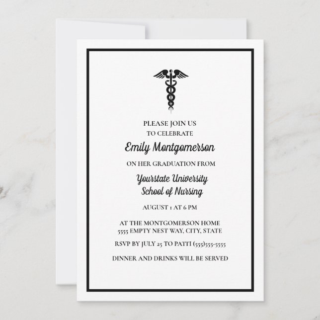 Invitación Fiesta de graduación de la escuela de enfermería b (Anverso)