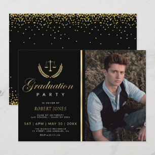 Invitación fiesta de graduación de la facultad de Derecho de 