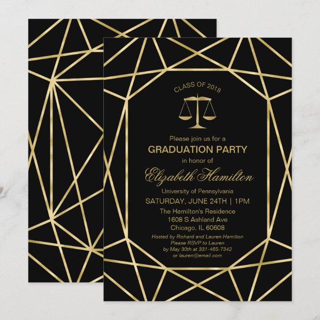 Invitación Fiesta de Graduación de la Facultad de Derecho Geo (Anverso / Reverso)