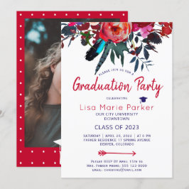 Invitación Fiesta de graduación de la FOTO de la Marina roja