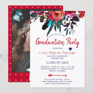 Invitación Fiesta de graduación de la FOTO de la Marina roja 